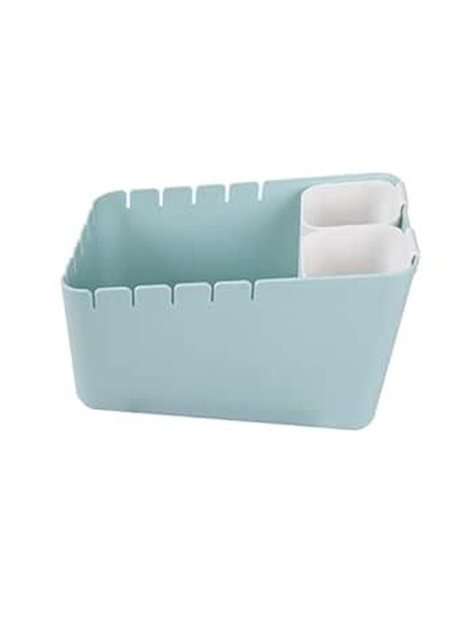 Mini Desktop Trash Can With Dry Wet Separation Light Blue Frame White Inner Bucket For Kitchen Living Room - Image 1