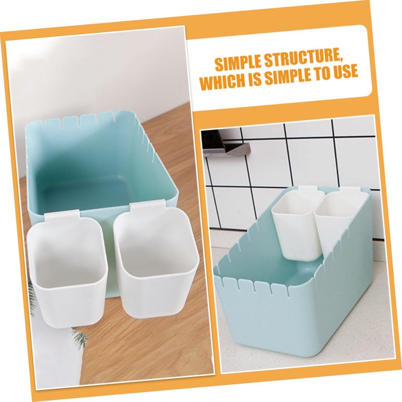 Mini Desktop Trash Can With Dry Wet Separation Light Blue Frame White Inner Bucket For Kitchen Living Room - Image 4