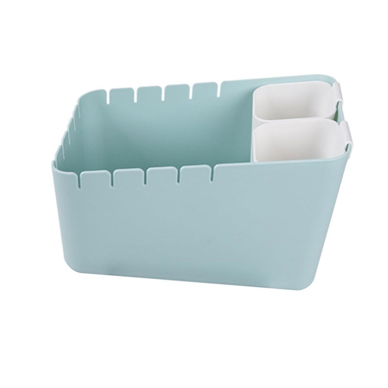 Mini Desktop Trash Can With Dry Wet Separation Light Blue Frame White Inner Bucket For Kitchen Living Room - Image 2