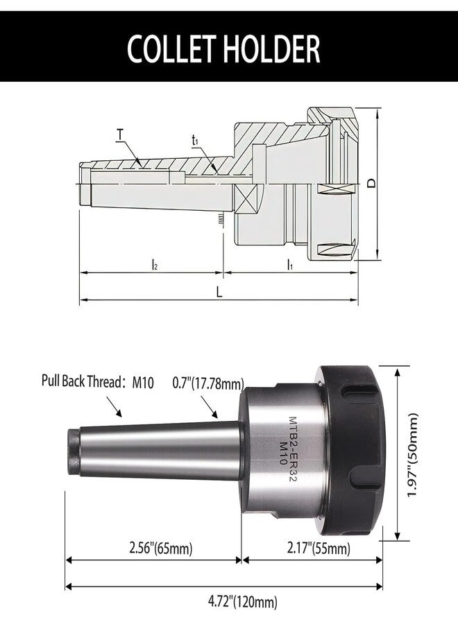 HOZLY MT2 ER32UM M10 Morse Taper Collet Chuck - MT2 Spring Collet Chuck - Image 3