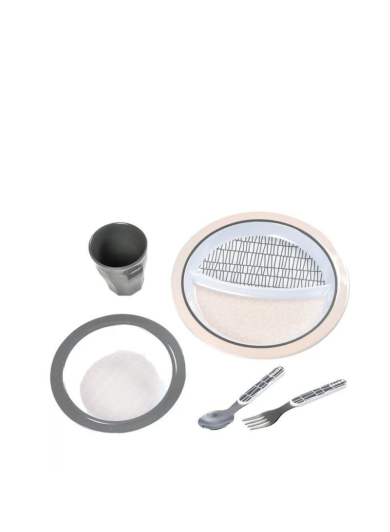 Beaba Gift Meal Set Grid Beige