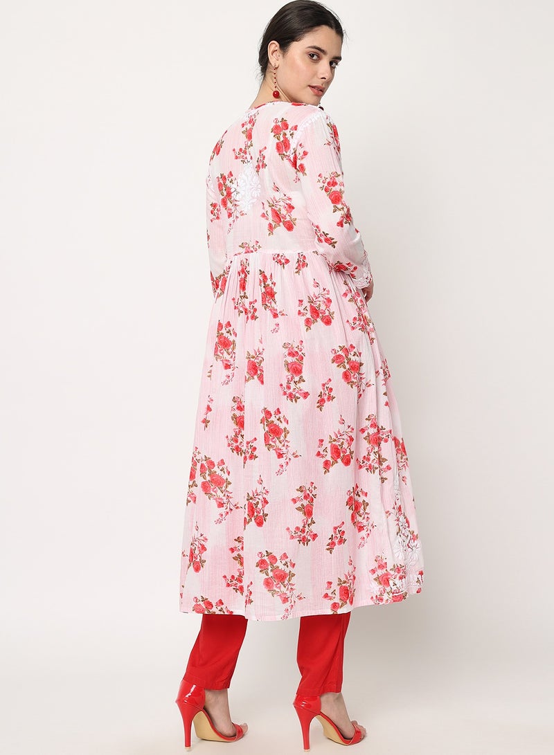 الايا كورتا قطن مطرزة يدوياً بالتشيكانكاري للنساء - Image 3