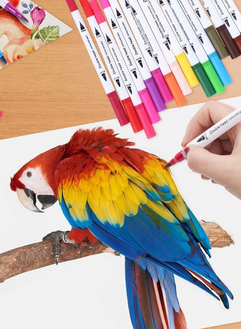 SYOSI Brush Pens Markers for Adult Coloring Books, Calligraphy Markers for Lettering, Dual Tip Brush Pens for Kids Drawing, Color Markers Fine Tip Pens for Art, Journal Planner, Doodle 36 Colors - Image 2