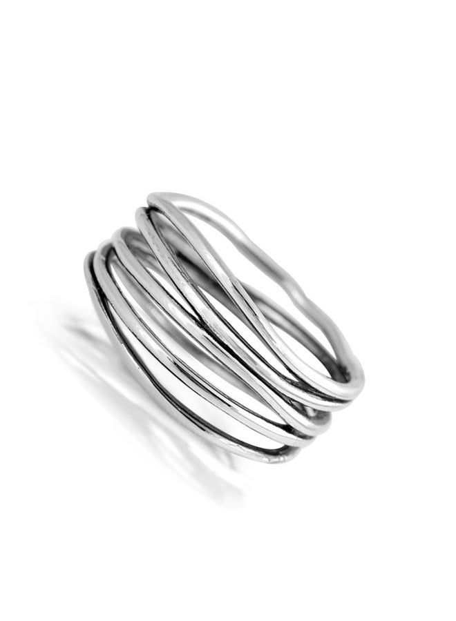 Sac Silver Oxidized Stacked Bar Knot Wide Wedding Ring New 925 Sterling Silver Open Band Size 9 - Image 2
