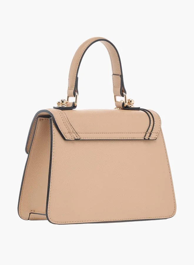 سيليست Solid Satchel Bag with Flap Closure and Detachable Strap