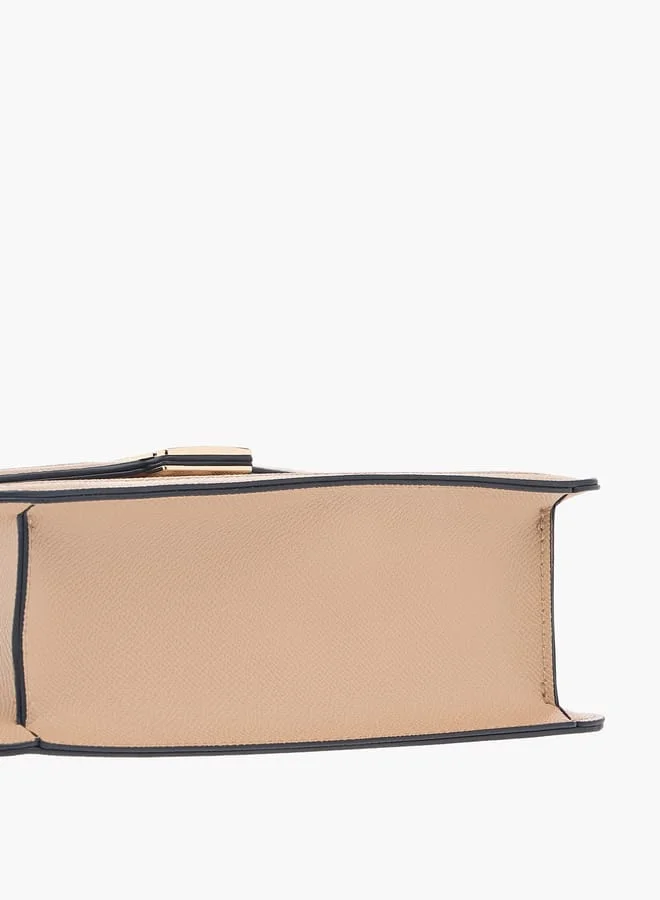 سيليست Solid Satchel Bag with Flap Closure and Detachable Strap