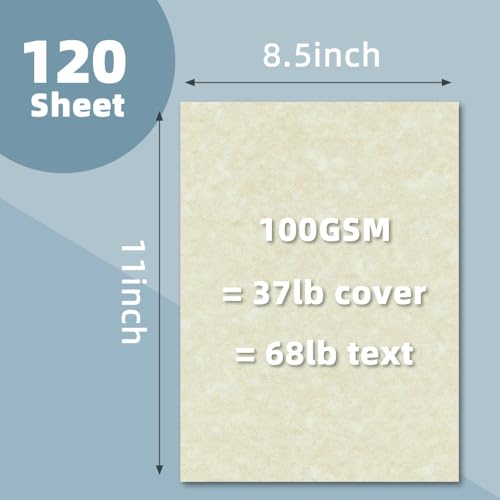 TEETOOKEA 120 Sheets Parchment Paper for Certificates, 8.5" x 11", 100 GSM Double-Sided Stationery Paper for Resumes & Diplomas, Printer-Friendly (Ivory) - Image 2