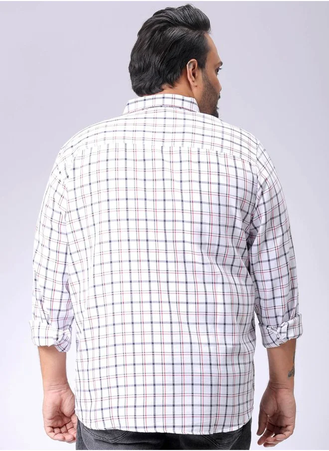 هاردسودا Men Plus Size Regular Fit Checkered Spread Collar Full Sleeves Casual Shirt