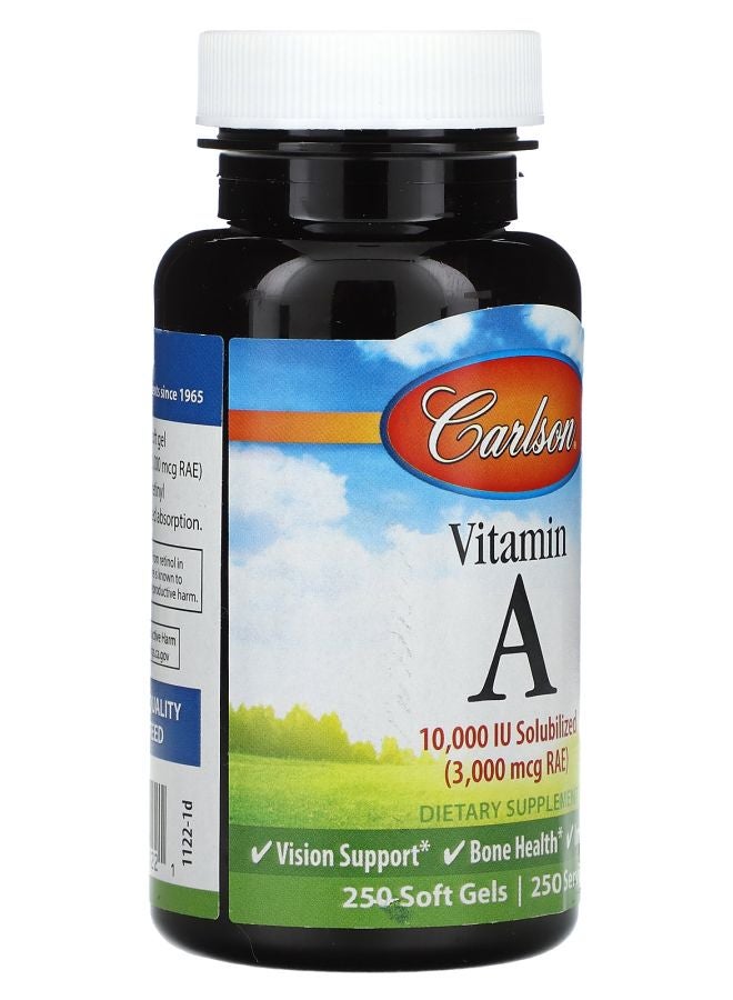 Carlson فيتامين أ 3000 ميكروغرام RAE (10000 وحدة دولية) 250 كبسولة لينة - Image 2