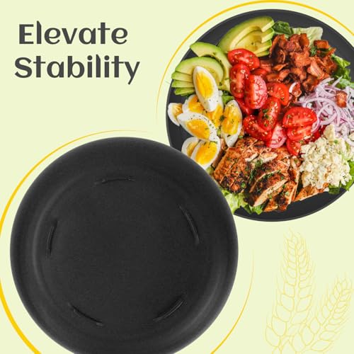 Homienly Wheat Straw Plates Set - 11 inch Reusable Large Dinner Plates Set of 8, Lightweight Unbreakable Salad Plates, Microwave and Dishwasher Safe Plates, Deep Plates for Dinner, Camping - Black - Image 5