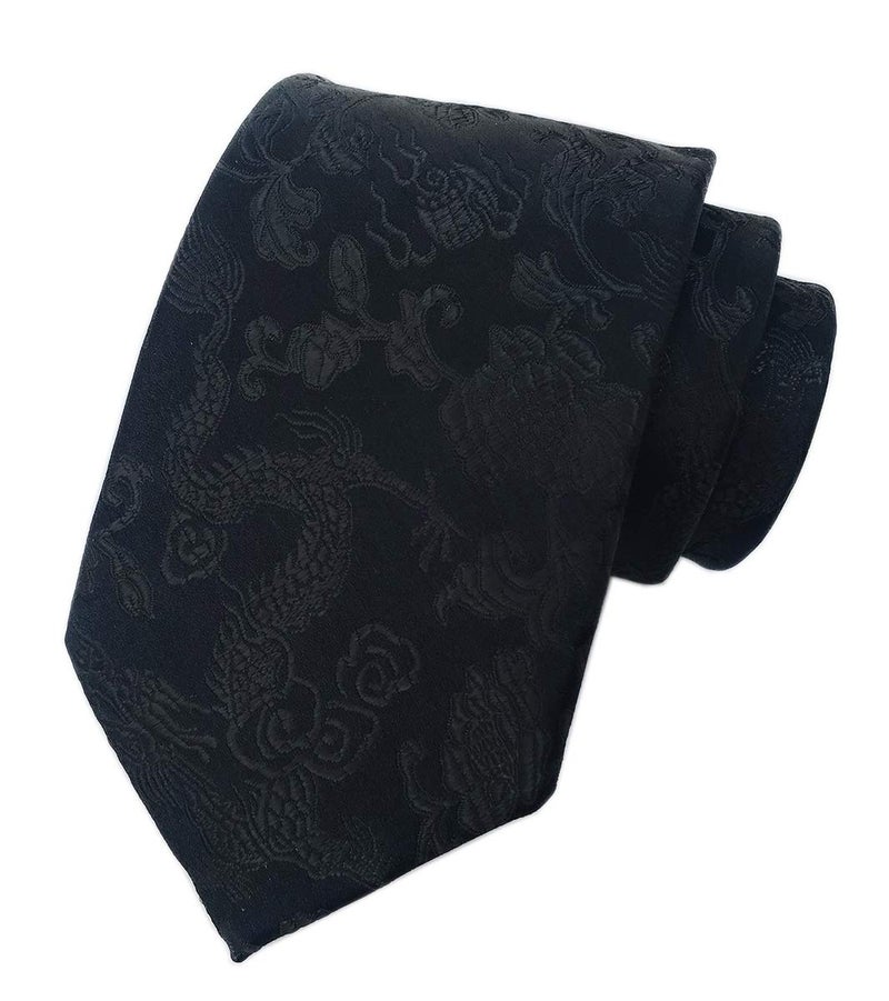 Elfeves Mens Solid Black Jacquard Woven Casual Silk Nice Ties Neckties Suitable Business - Image 1