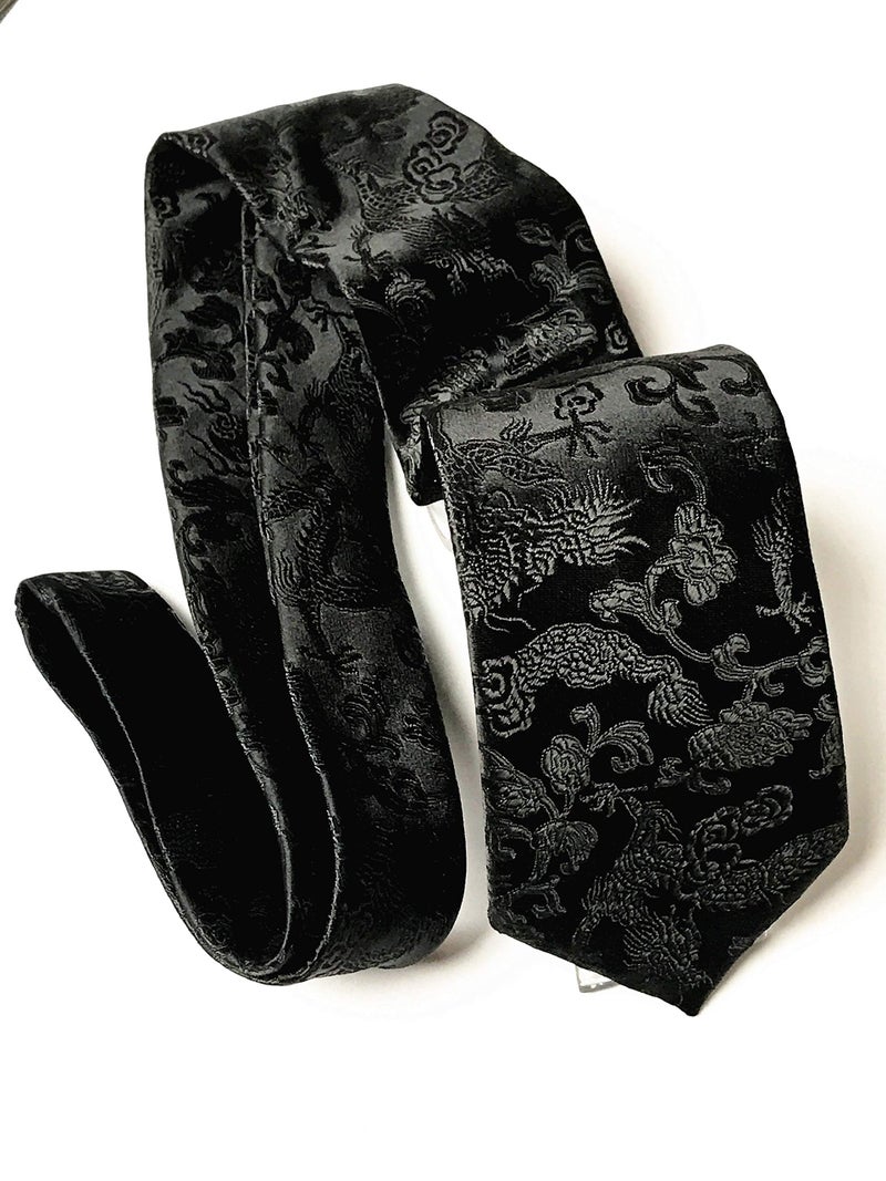 Elfeves Mens Solid Black Jacquard Woven Casual Silk Nice Ties Neckties Suitable Business - Image 3