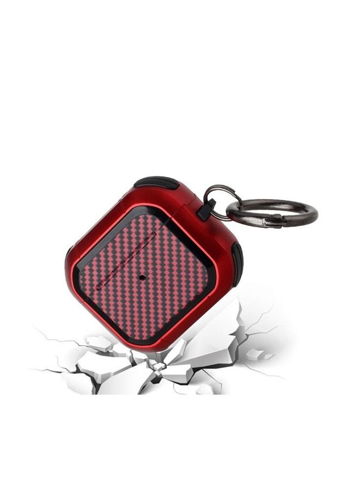 ACLIX - Shockproof Case Carbon Fiber Heavy Duty Cover With Keychain For Apple Airpods 3 (3rd Generation) RED - Image 1