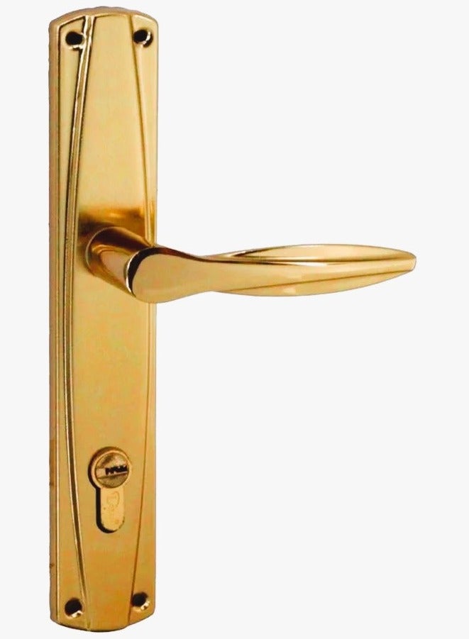 tucra Pair Of Door Handles With Lock Slot golden Color - Image 2