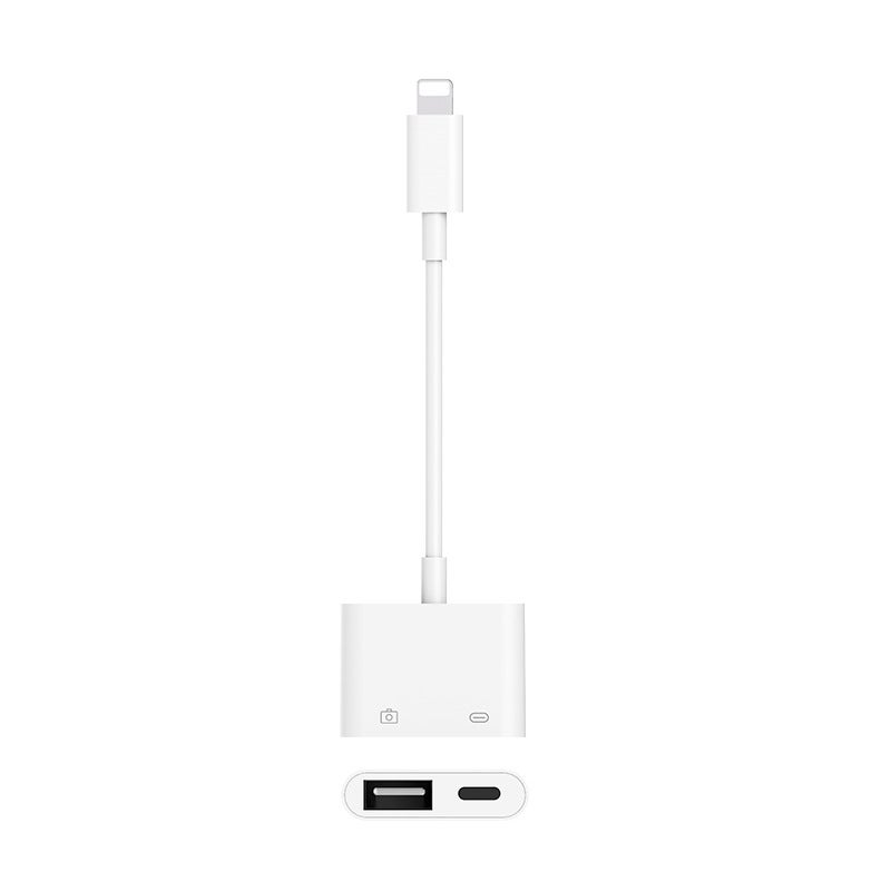 Lightning to USB with charging port OTG adapter (white), suitable for iPhone, tablet, can be connected to camera, card reader, U disk - Image 1
