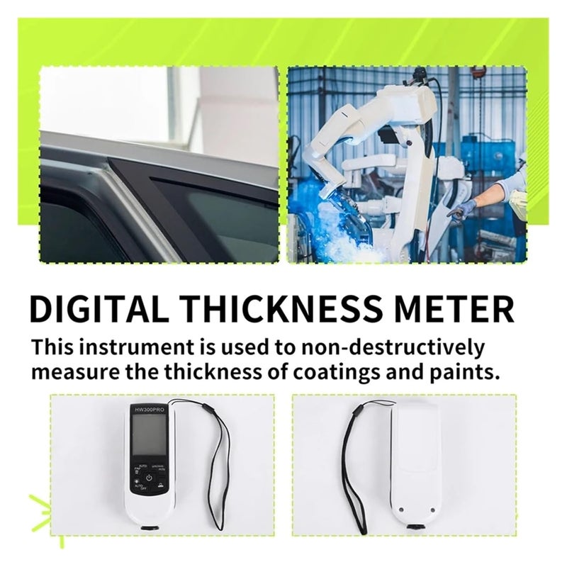 Digital Backlight LCD Paint Thickness Gauge Meter Car Coating Tester Industrial Black - Image 3