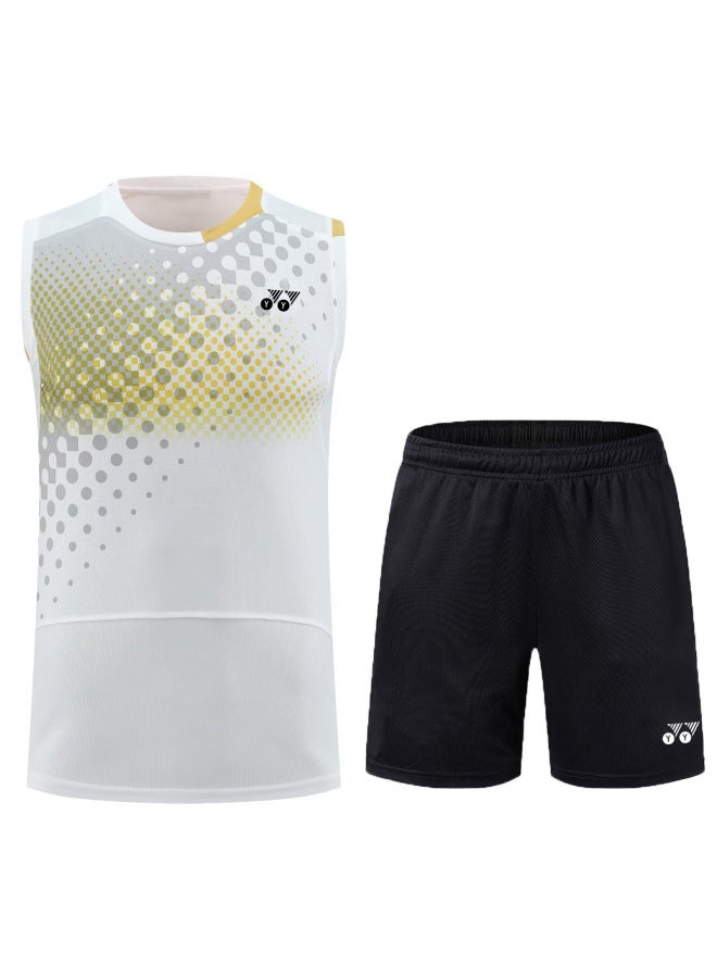 Yy Ice Silk Sleeveless Badminton Jersey T-shirt Round Neck Men's And Women's Same Style Summer Light Quick-drying Vest Breathable Sports Customized Summer