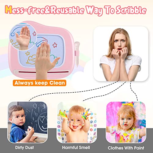 Smasiagon Magnetic Drawing Board for Kids, Toddler Toys for 1-2 Year Old Girl, Portable Doodle Board Pad Learning and Educational Toys for Ages 1 2 3 Year Old Baby Girl Birthday Gift（Pink） - Image 3