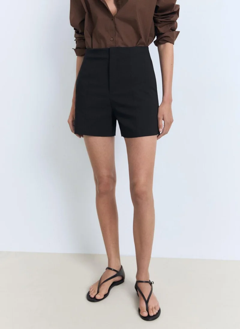 MANGO High-waist straight shorts
