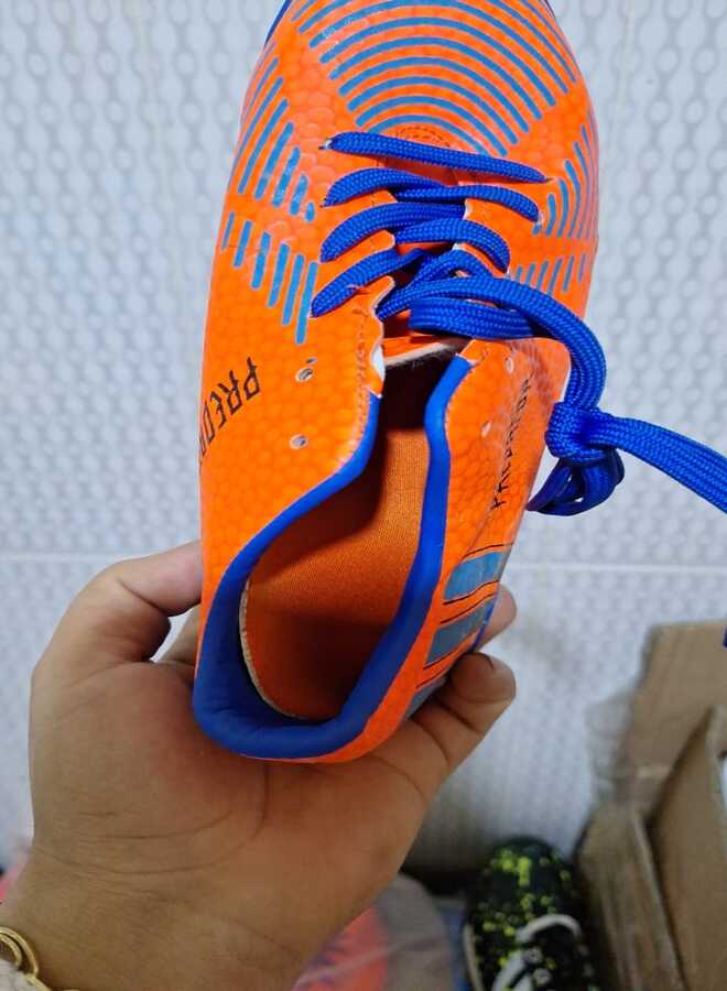 Tartan pentagon orange with blue lace - size 32
