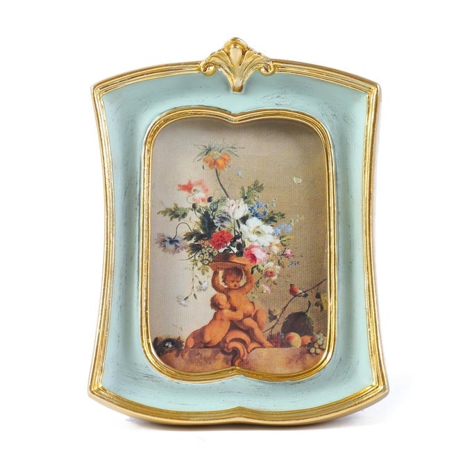 VINTAGE PICTURE FRAME 25X35 ANTIQUE ORNATE PHOTO FRAME TABLETOP AND WALL HANGING DECORATIVE RETRO DESIGN HOME DECOR OLDFASHIONED PHOTO GALLERY ART SAGE GREEN