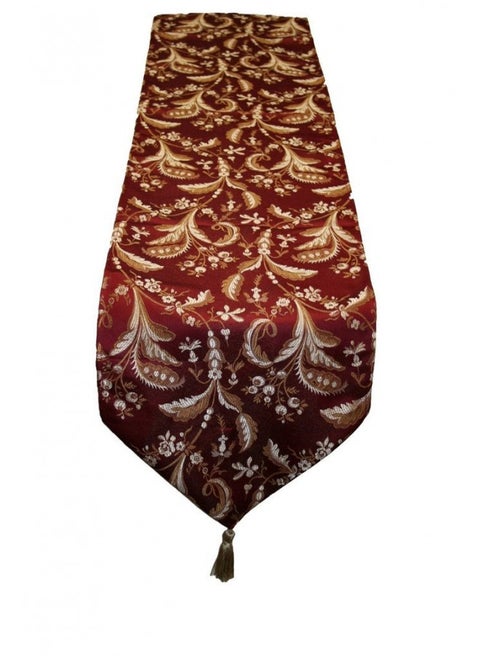 Luxury Damask 13" X 90" Burgundy Table Runner