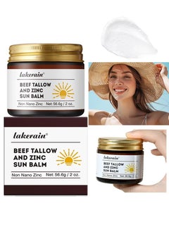 lakerain 56.6g Beef Tallow and Zinc Sun Balm UV Protection Nourishing Sunscreen Creamy and Smooth texture Moisturizing Nourishing Tallow Balm for Skin Care Tallow Sunscreen Balm  - Image 1
