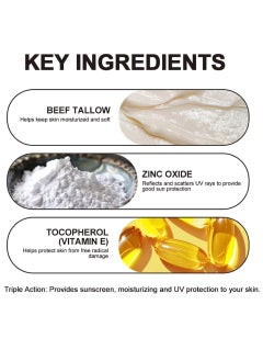 lakerain 56.6g Beef Tallow and Zinc Sun Balm UV Protection Nourishing Sunscreen Creamy and Smooth texture Moisturizing Nourishing Tallow Balm for Skin Care Tallow Sunscreen Balm  - Image 2