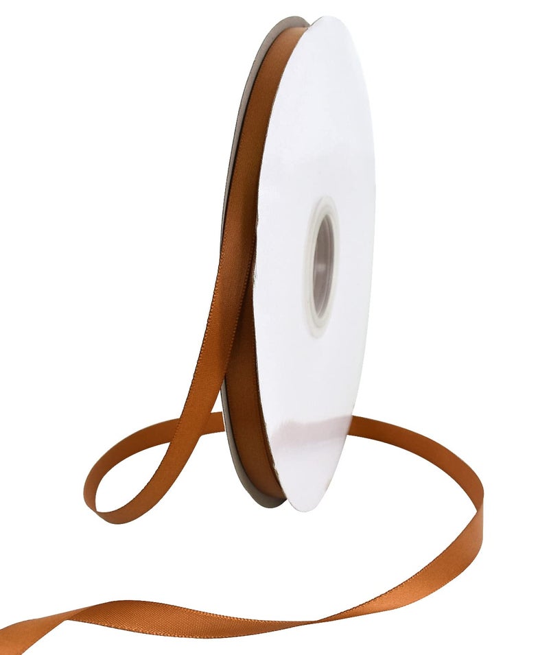 TONIFUL 38 Inch x 100yds Copper Brown Satin Ribbon Thin Solid Fabric Ribbons Roll for Gift Wrapping Invitation Floral Hair Balloons Craft Sewing Party Wedding Decoration Valentines Day Bouquet