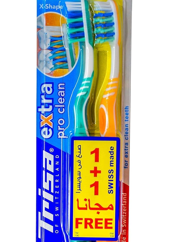 TRISA فرشاة أسنان متوسطة للبالغين بشكل X من تريزا برو كلين - عبوة من 2 بألوان متنوعة - Image 4