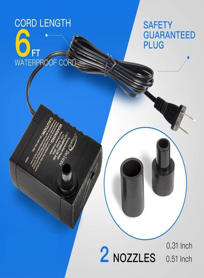 HealSmart 80 GPH Water Table Pump (300L/H, 3.6W) with 2 Nozzles, Ultra Quiet Fountain Pump with 2.6 ft, Perfect for Fish Tank, Aquarium, Ponds, Hydroponics, Black - Image 5