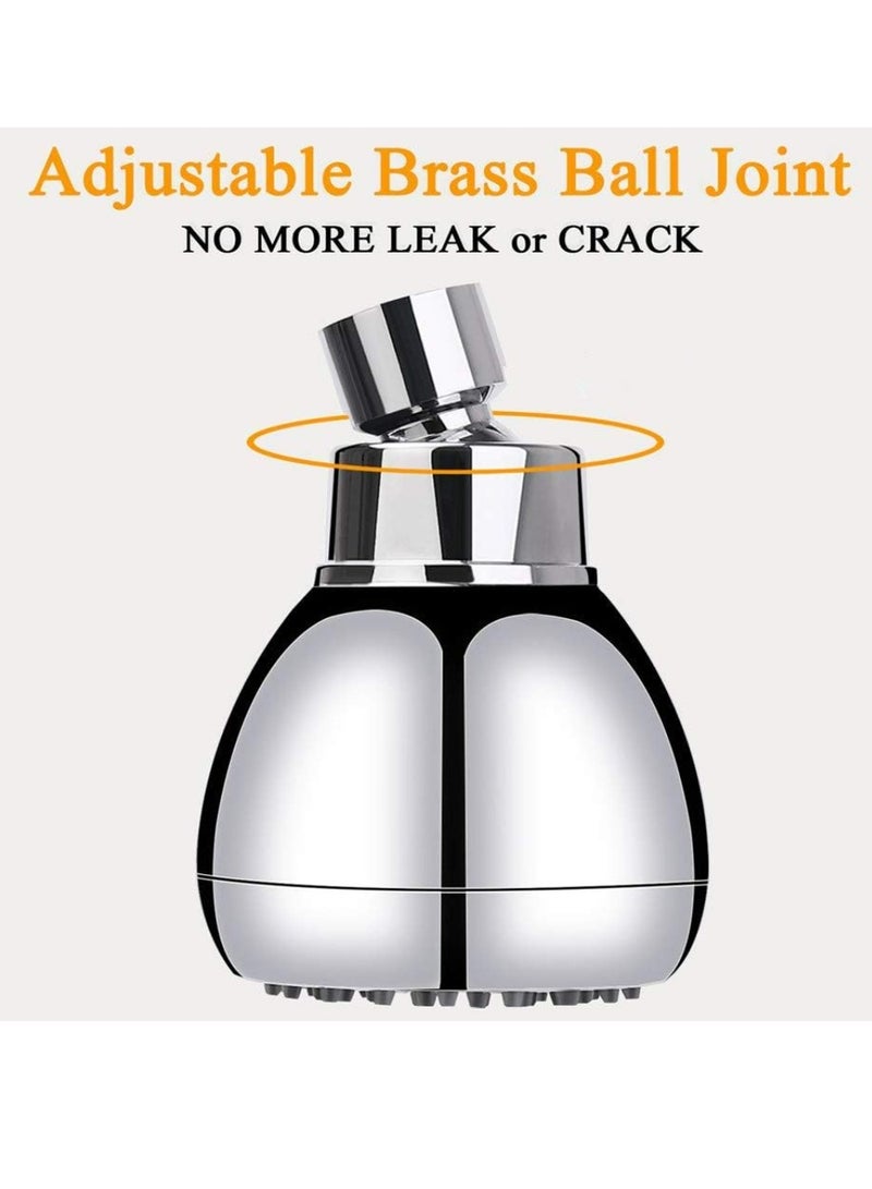 High Pressure Shower Head 3 Inches Anti-clog Anti-leak Fixed Showerhead Chrome with Adjustable Swivel Brass Ball Joint for Relaxing and Comfortable Shower Experience - Image 2