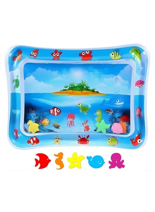 VIO Inflatable Tummy Time Mat Water Play Mat for Babies Infants Toddlers Sensory Baby Toys for 3 to 24 Months Strengthen Your Baby's Muscles Portable Baby Tummy Time Mat with Floating Fish Happy Baby Activity Mat Promote Development Sensory Toys for Early Development Activities Baby Essentials Baby Gift Travel Friendly - Image 1