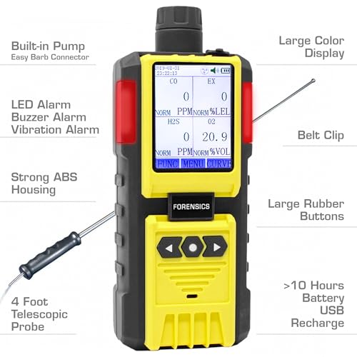 FORENSICS DETECTORS FD 4 Gas Monitor by Forensics | Built-in Pump Multi Gas Meter | O2, CO, H2S, LEL | Color Display & Graphing | USA NIST Calibration | Computer Data Logging | - Image 5