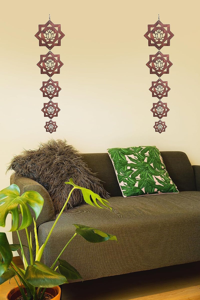 KIRFIZ Kirfiz 5 Layer Lotus Hanging for Decoration with Roses Design Wall LotusThoran for Diwali DecorationWall Art Pendant with TasselChakra DecorWall Art DecorModern Art Decor  - Image 3