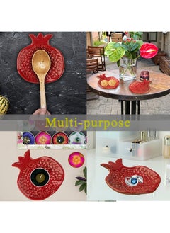 GABROC Spoon Rest 2 Pcs Spoon Holder For Stove Top Ceramic Spoon Rest For Kitchen Counter Spoon Rest For Stove Top Coffee Spoon Rest Pomegranate Shaped  - Image 4