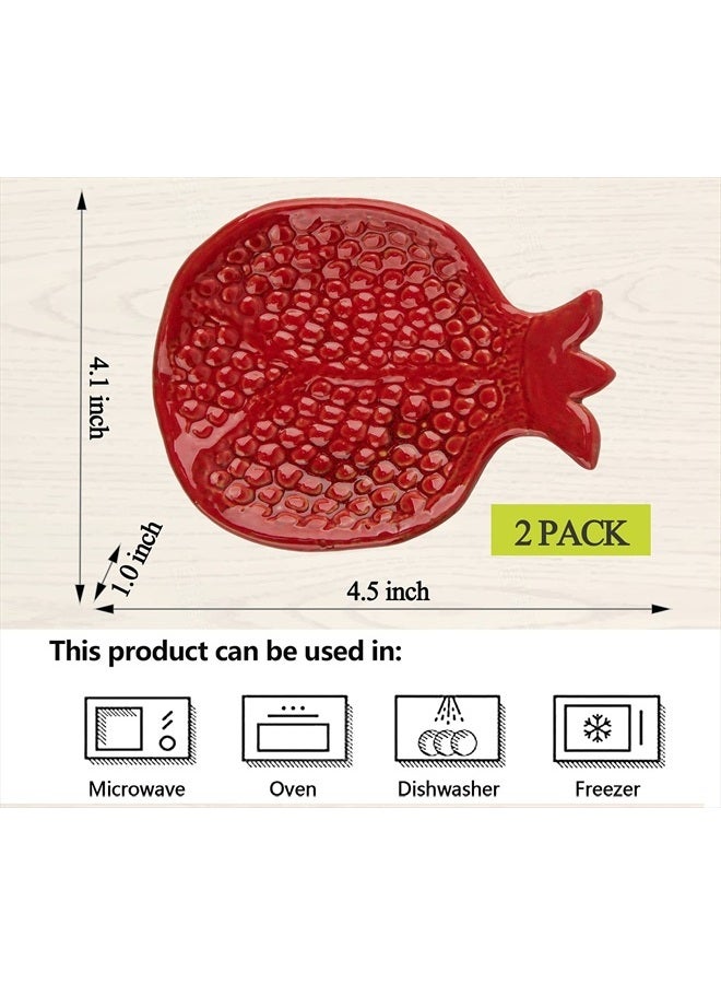 GABROC Spoon Rest 2 Pcs Spoon Holder For Stove Top Ceramic Spoon Rest For Kitchen Counter Spoon Rest For Stove Top Coffee Spoon Rest Pomegranate Shaped - Image 3