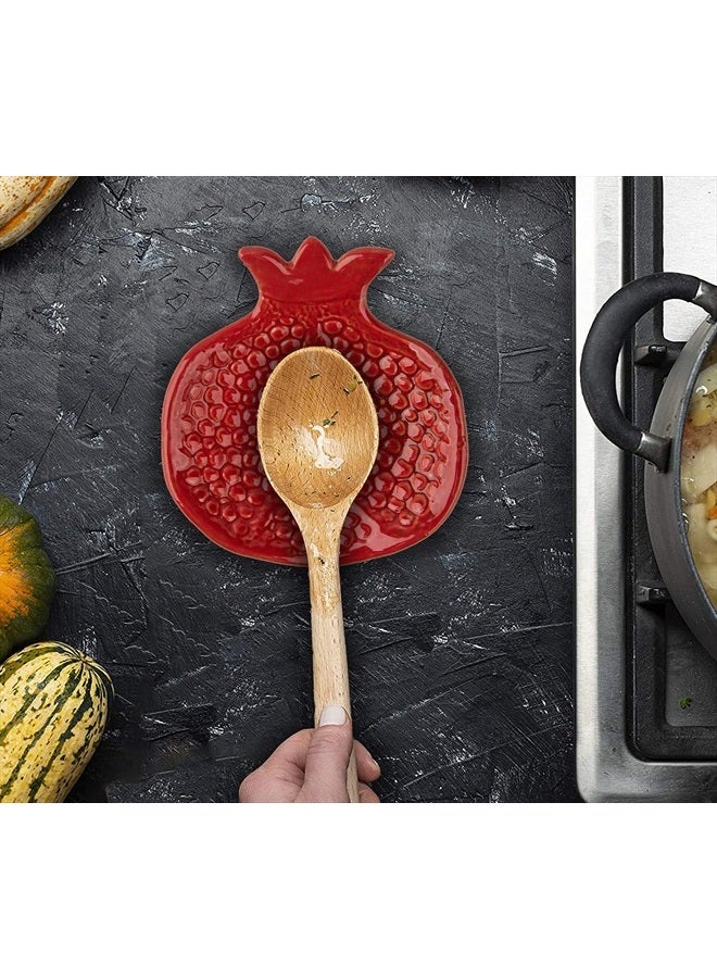 GABROC Spoon Rest 2 Pcs Spoon Holder For Stove Top Ceramic Spoon Rest For Kitchen Counter Spoon Rest For Stove Top Coffee Spoon Rest Pomegranate Shaped - Image 5