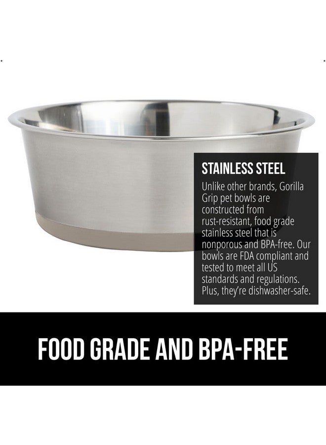 GORILLA GRIP Set of 2 Dog Bowls, Holds 4 Cups (32 fl oz), Heavy Duty Metal Food and Water Bowl for Feeding Dogs and Cats, Dishwasher Safe, Rust Resistant Stainless Steel, BPA Free Rubber Base, Beige - Image 3