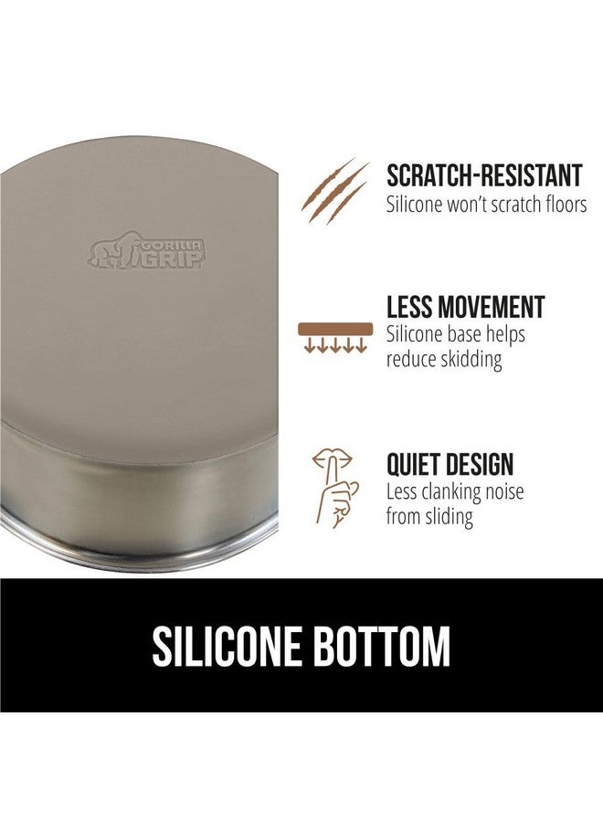 GORILLA GRIP Set of 2 Dog Bowls, Holds 4 Cups (32 fl oz), Heavy Duty Metal Food and Water Bowl for Feeding Dogs and Cats, Dishwasher Safe, Rust Resistant Stainless Steel, BPA Free Rubber Base, Beige - Image 4