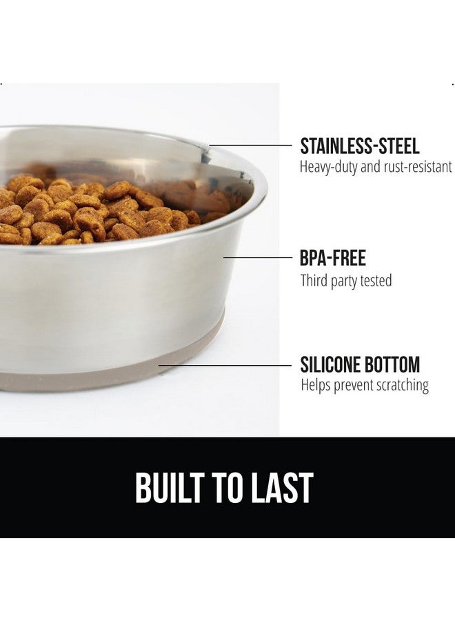 GORILLA GRIP Set of 2 Dog Bowls, Holds 4 Cups (32 fl oz), Heavy Duty Metal Food and Water Bowl for Feeding Dogs and Cats, Dishwasher Safe, Rust Resistant Stainless Steel, BPA Free Rubber Base, Beige - Image 2