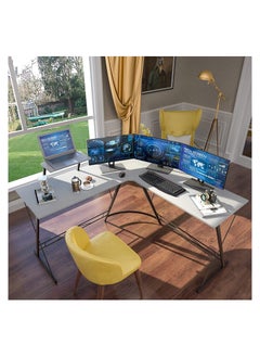ACPLAY L Shaped Desk 51 Inch Computer Corner Desk Home Gaming Desk Office Writing Workstation Large Monitor Stand Space Saving Easy To Assemble White 51X18.2X29.5 Inch  - Image 3