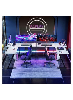 ACPLAY L Shaped Desk 51 Inch Computer Corner Desk Home Gaming Desk Office Writing Workstation Large Monitor Stand Space Saving Easy To Assemble White 51X18.2X29.5 Inch  - Image 5