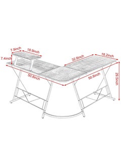 ACPLAY L Shaped Desk 51 Inch Computer Corner Desk Home Gaming Desk Office Writing Workstation Large Monitor Stand Space Saving Easy To Assemble White 51X18.2X29.5 Inch  - Image 2