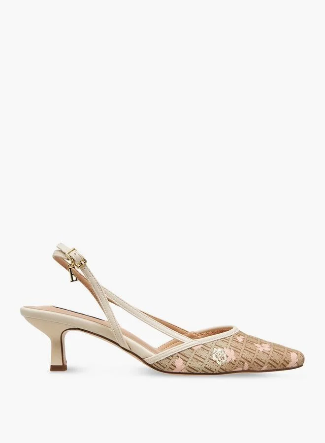 ELLE Women Monogram Print Kitten Heel Shoes