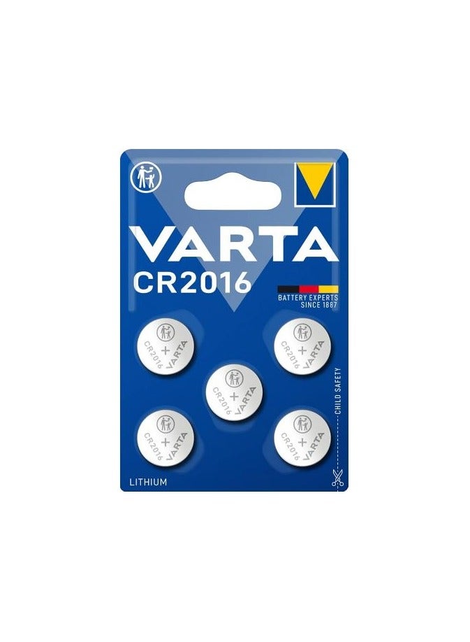5 Pieces - Varta CR2016 Lithium Batteries