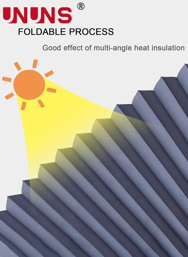 UNUNS ستائر مطوية، ستائر مطوية قابلة للسحب مع كوب شفط، حاجب شمس كبير يحجب 99% من أشعة UV، حاجب شمس تلقائي لجميع النوافذ، السيارات، أسود، 70×145 سم - Image 2