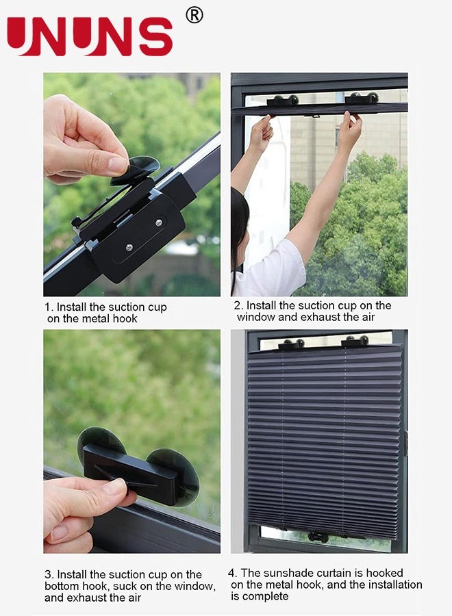 UNUNS ستائر مطوية، ستائر مطوية قابلة للسحب مع كوب شفط، حاجب شمس كبير يحجب 99% من أشعة UV، حاجب شمس تلقائي لجميع النوافذ، السيارات، أسود، 70×145 سم - Image 3