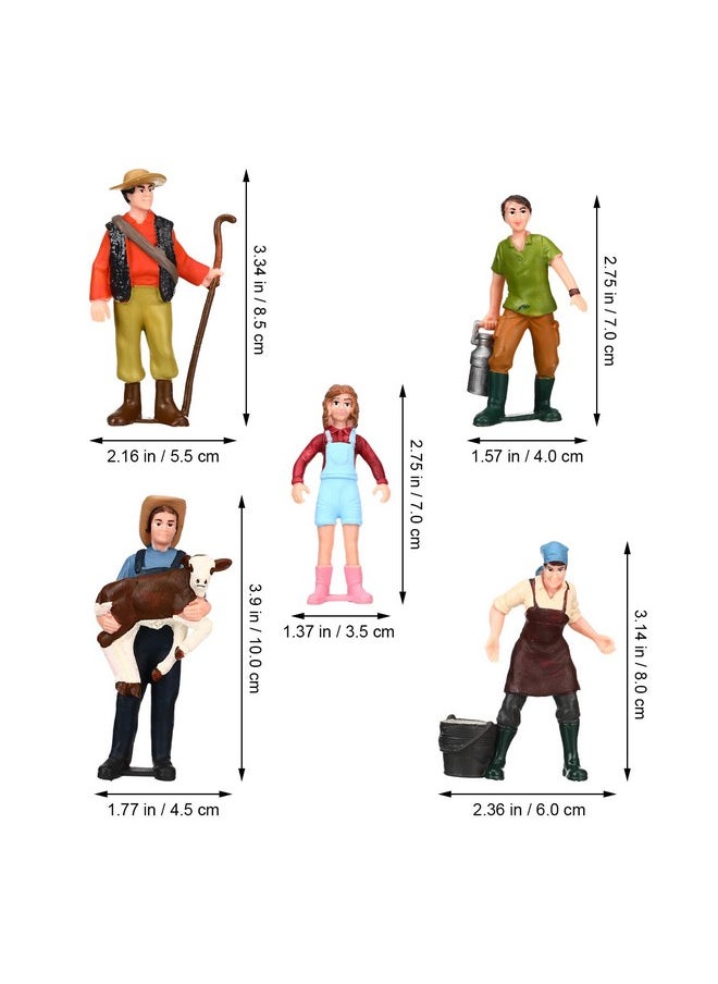 Toyvian Farmer People Figurines Figure Miniature People Farmer Model Farm Mini People Figurines Farm Farm Figure Model Set, Miniature Figurines Miniature Figures 5 Figure  - Image 5
