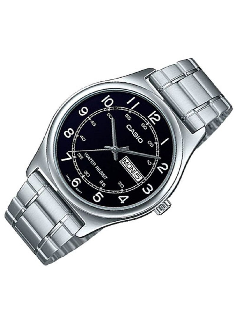 Casio Men Watch Analog Day and Date Display Black Dial Stainless Steel Band MTP-V006D-1B2UD - Image 2